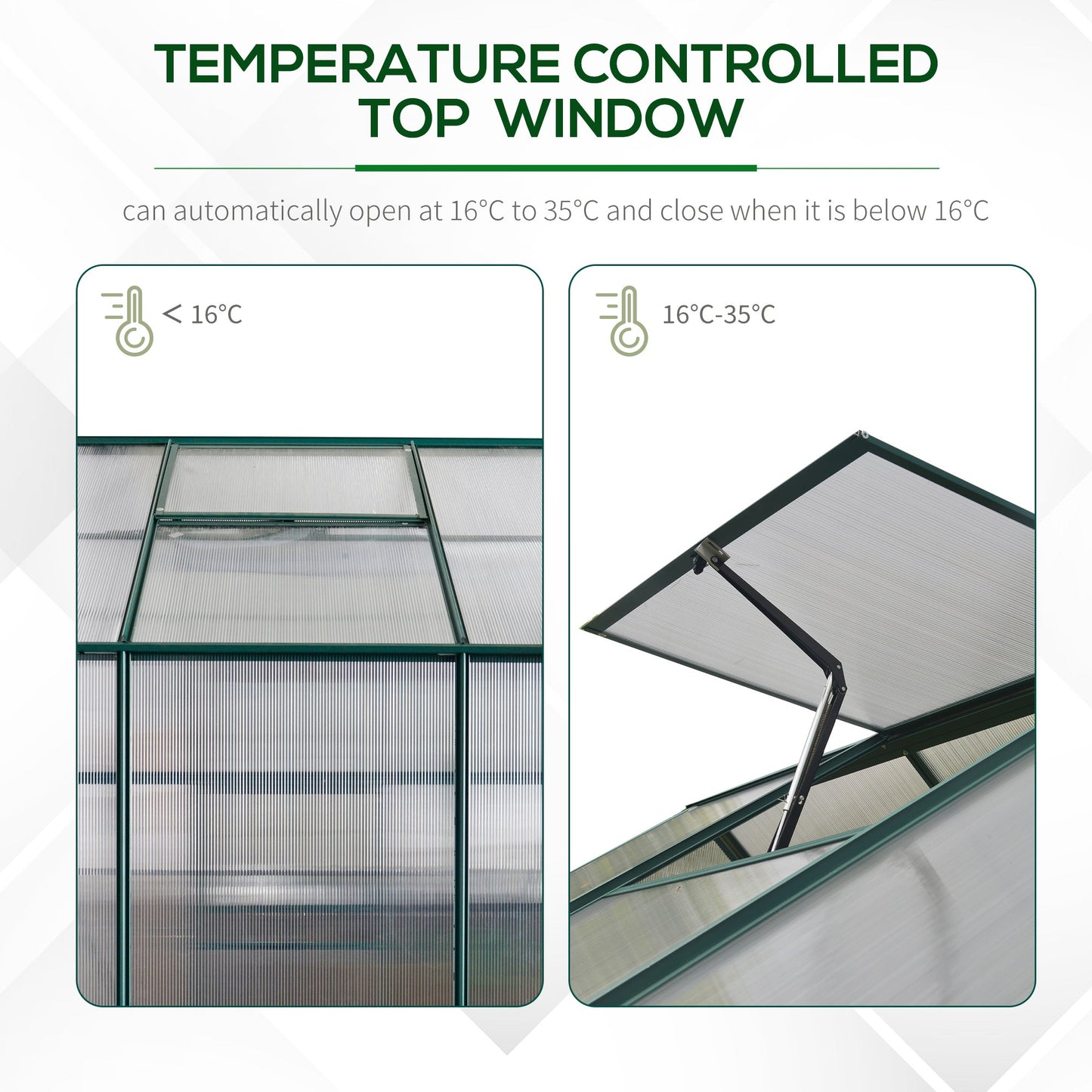 Garden Walk-in Aluminium Greenhouse Polycarbonate with Plant Bed