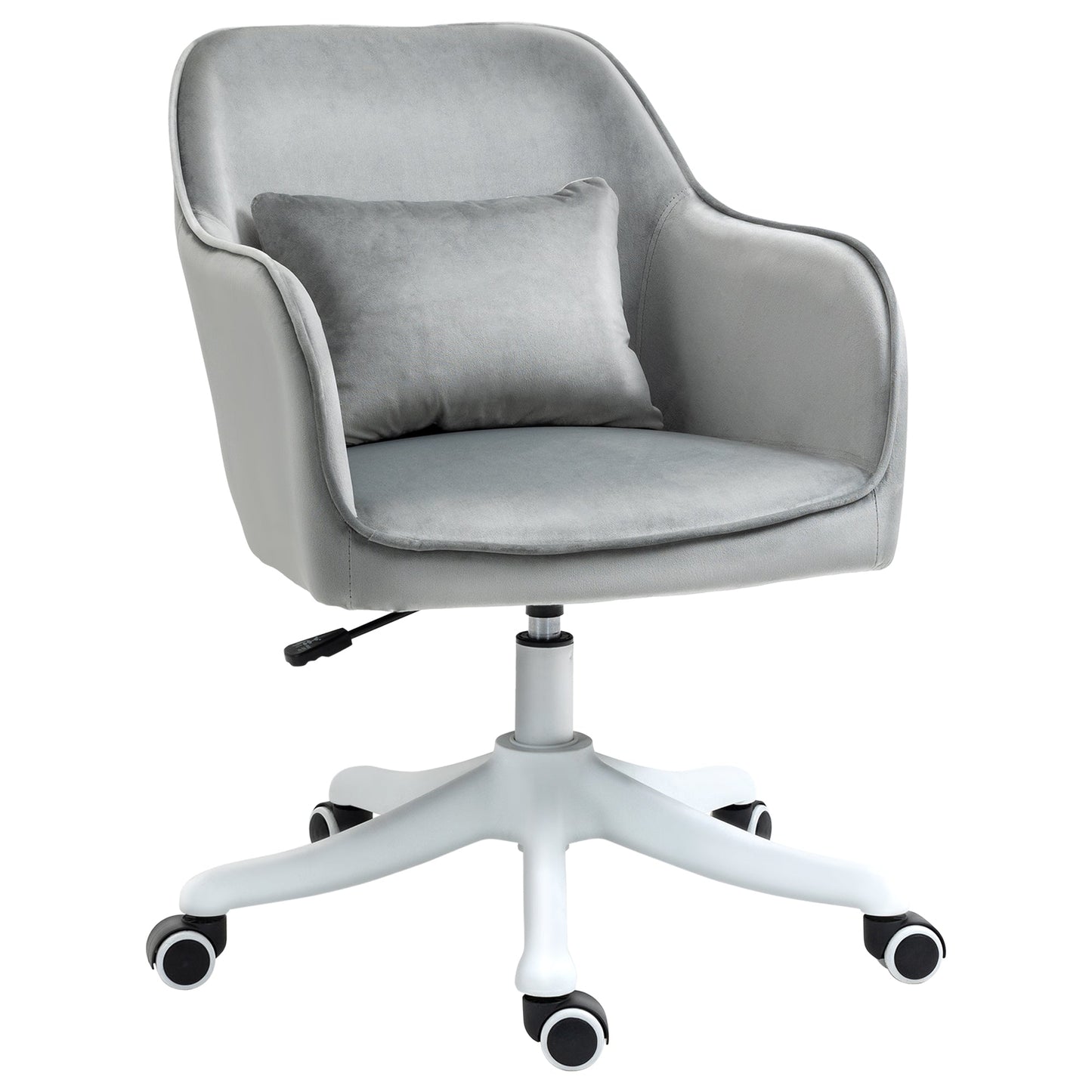 Vinsetto Velvet-Feel Office Chair with Rechargeable Electric Vibration Massage Lumbar Pillow