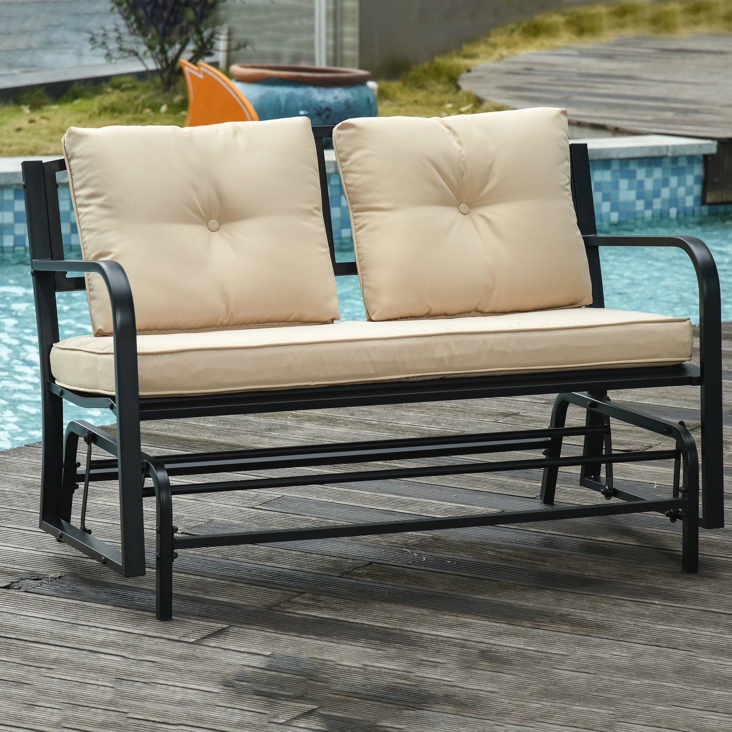 2-Person Outdoor Loveseat Glider Bench Rocking Chair for Patio