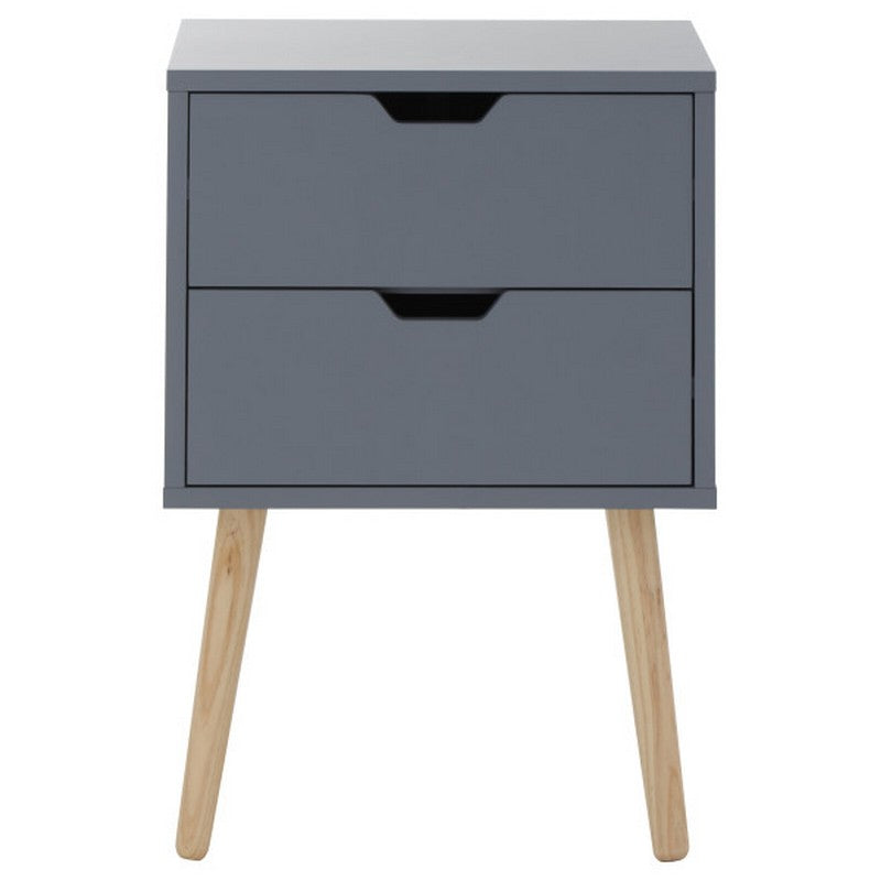 GFW Nyborg Bedside Table Dark Grey 2 Drawers