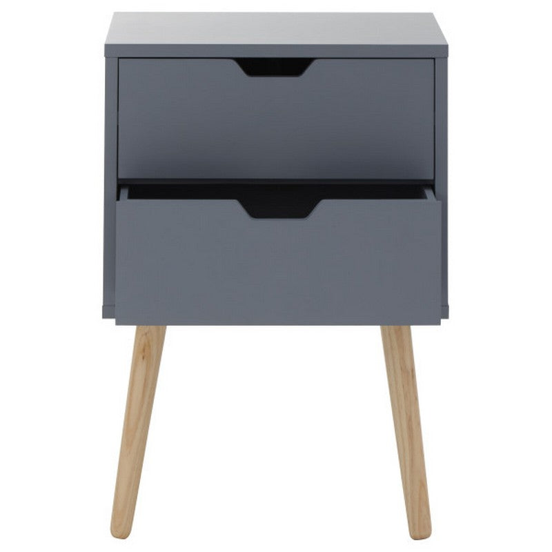 GFW Nyborg Bedside Table Dark Grey 2 Drawers