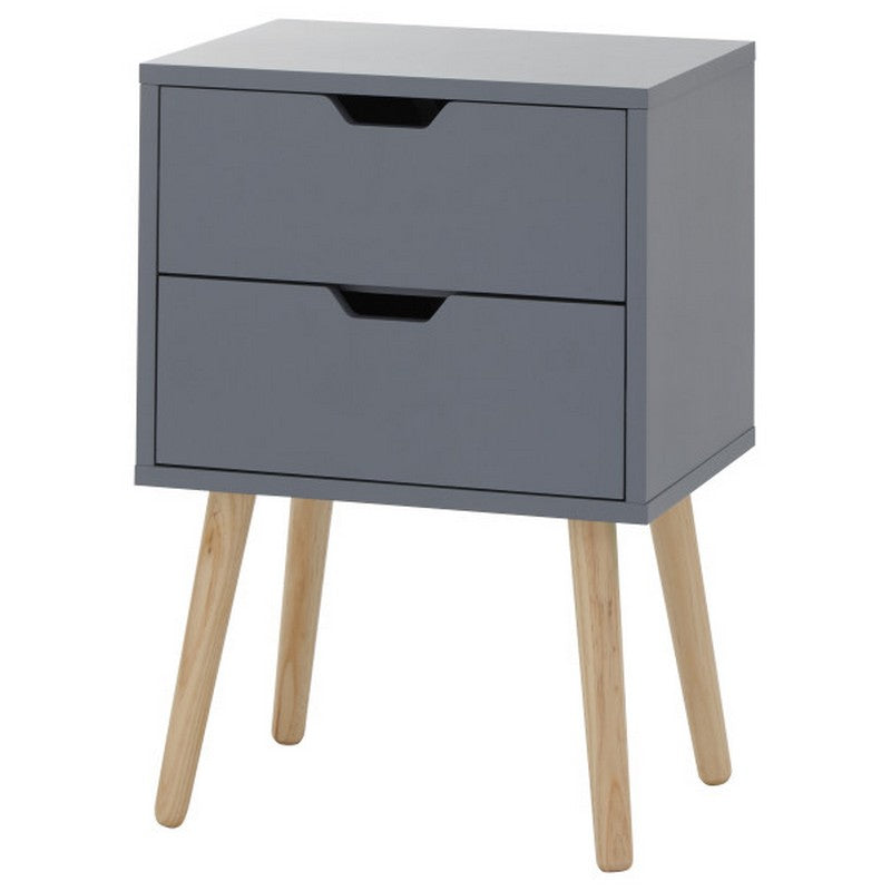 GFW Nyborg Bedside Table Dark Grey 2 Drawers