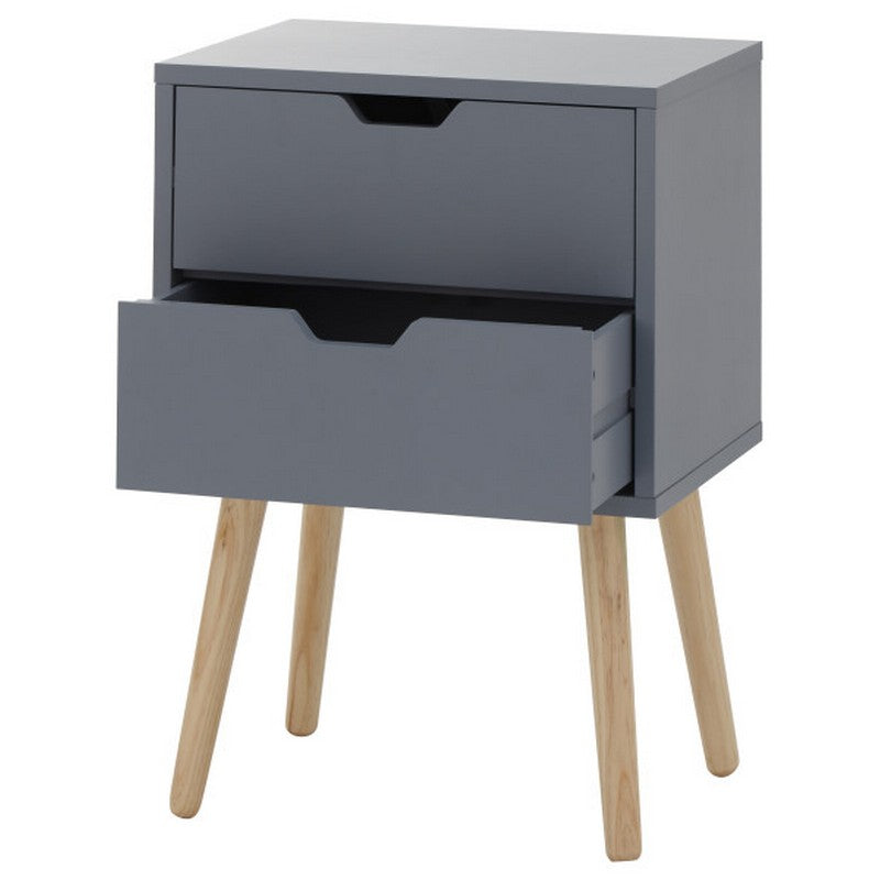 GFW Nyborg Bedside Table Dark Grey 2 Drawers