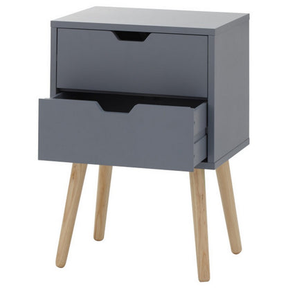 GFW Nyborg Bedside Table Dark Grey 2 Drawers