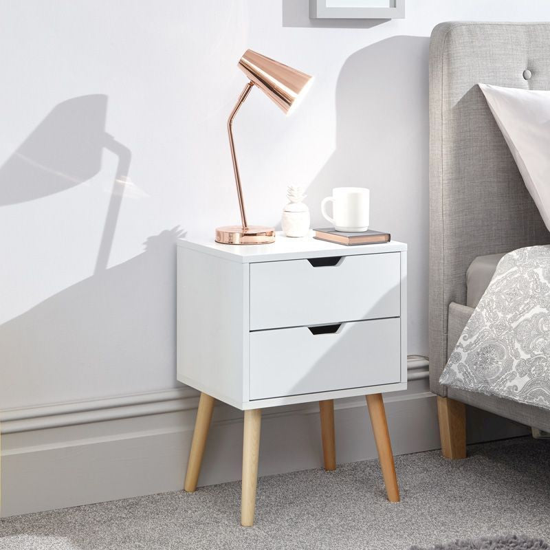 GFW Nyborg Bedside Table White 2 Drawers