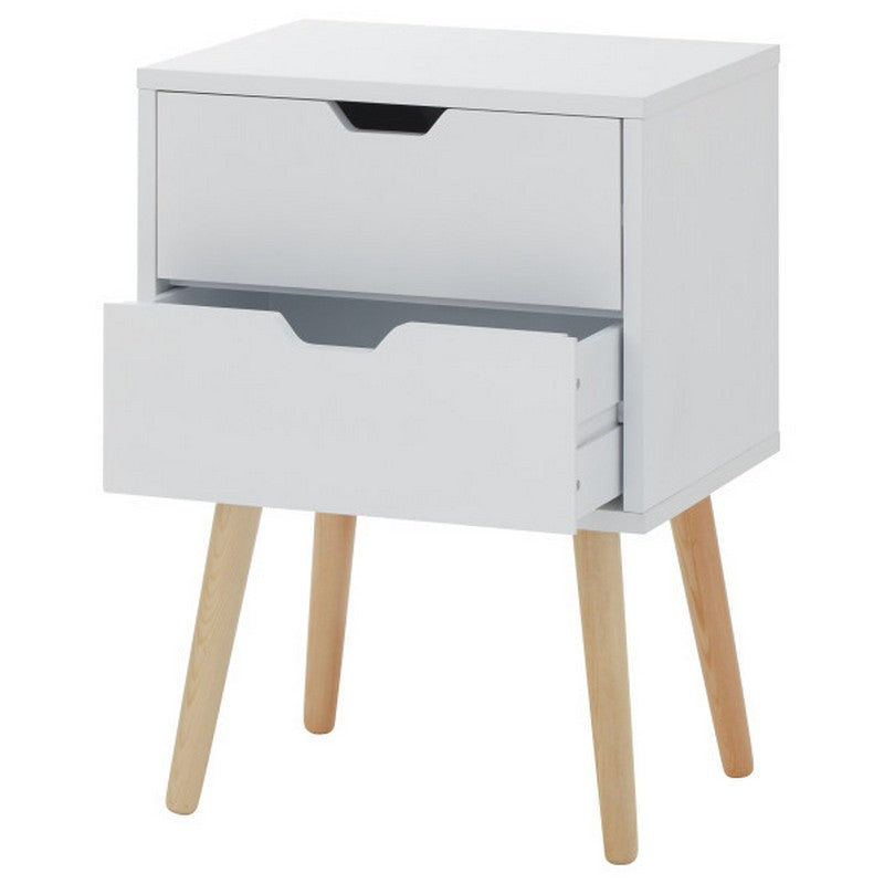 GFW Nyborg Bedside Table White 2 Drawers