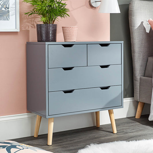 GFW Nyborg Tall Chest of Drawers Dark Grey 4 Drawers