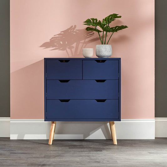 GFW Nyborg Tall Chest of Drawers Blue 4 Drawers