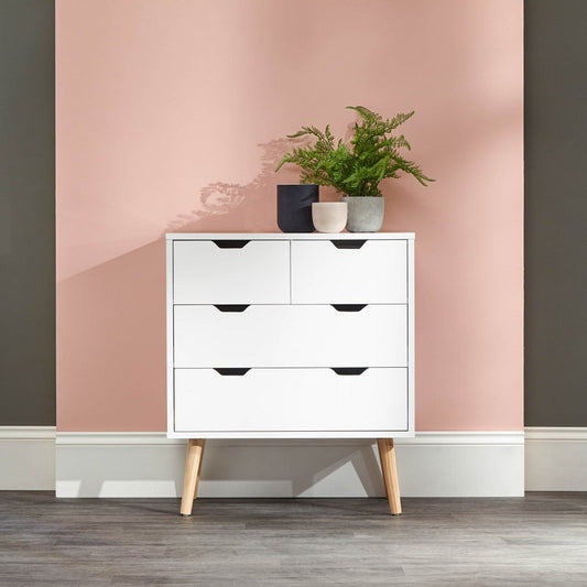 GFW Nyborg Tall Chest of Drawers White 4 Drawers