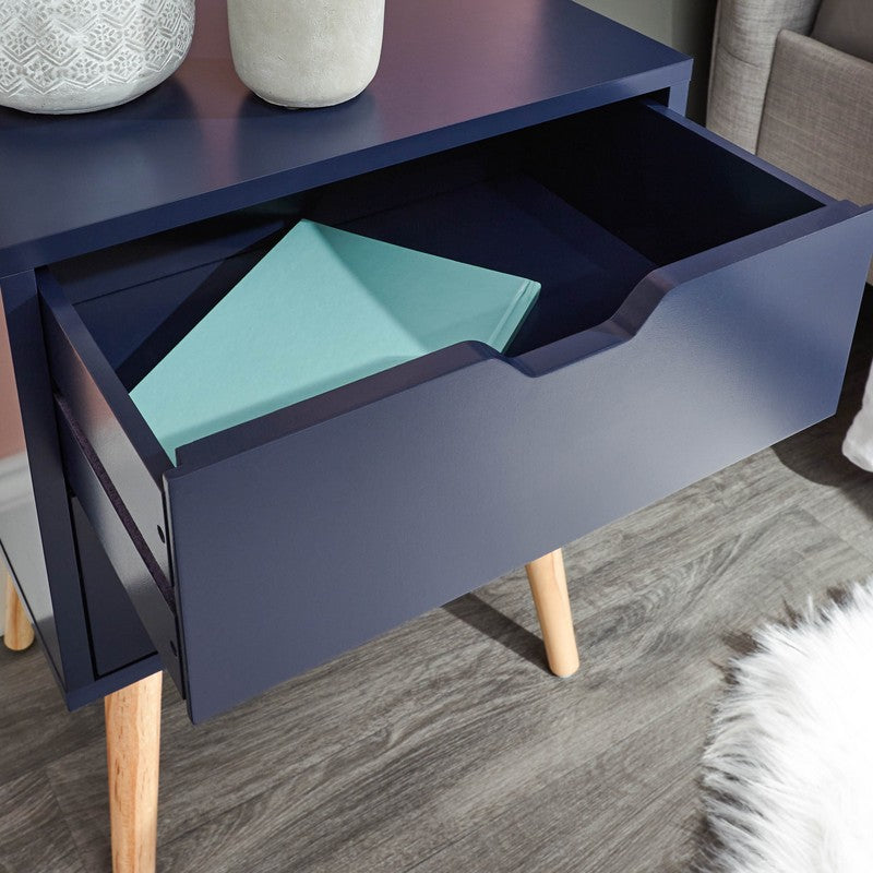 GFW 2 Nyborg Bedside Tables Blue 2 Drawers