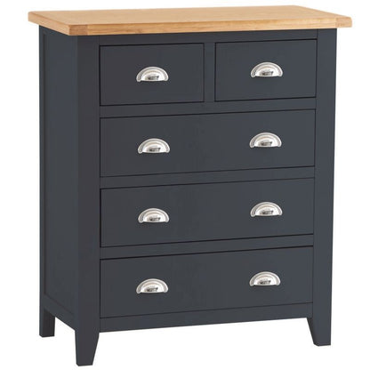 Norfolk Furniture Aurora Midnight Chest of Drawers Oak 5 Drawers