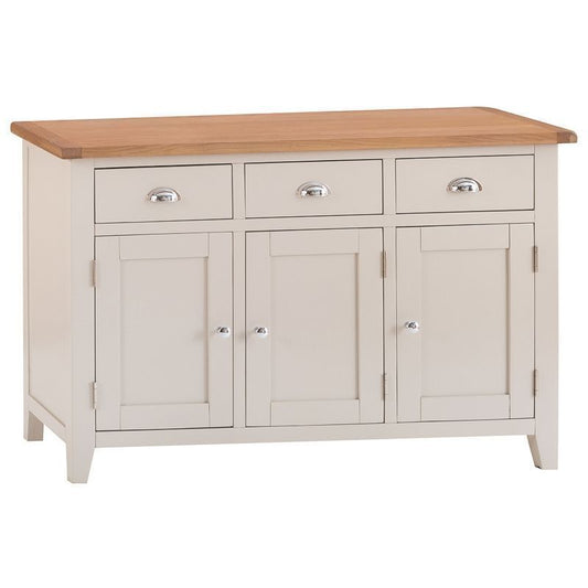 Norfolk Furniture Aurora Mist Large Sideboard Oak Light Grey 3 Doors 3 Drawers