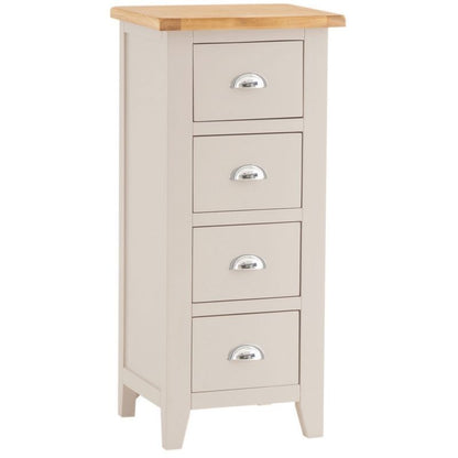 Norfolk Furniture Aurora Mist Chest of Drawers Oak Light Grey 4 Drawers