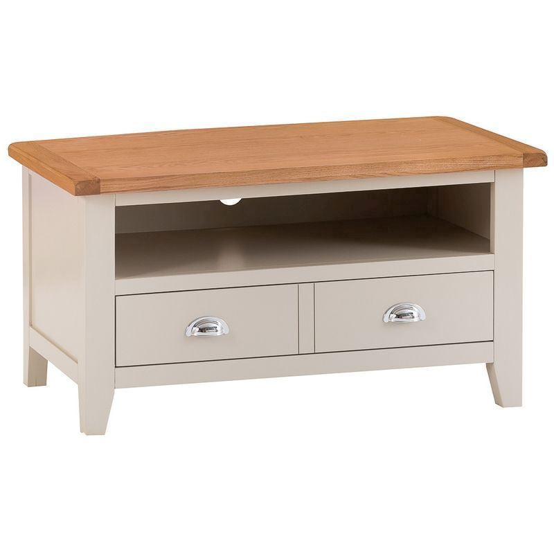 Norfolk Furniture Aurora Mist TV Unit Oak Light Grey 1 Shelf 1 Drawer