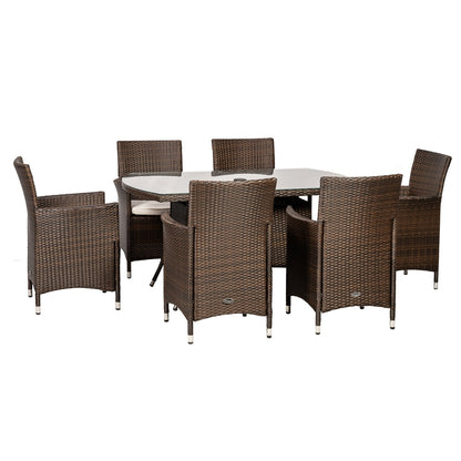 Royalcraft Nevada Rattan Garden Patio Dining Set by Royalcraft - 6 Seats Ivory Cushions