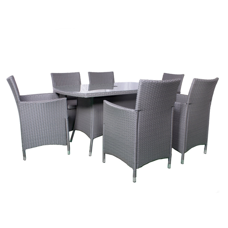 Royalcraft Nevada Rattan Garden Patio Dining Set by Royalcraft - 6 Seats Grey Cushions