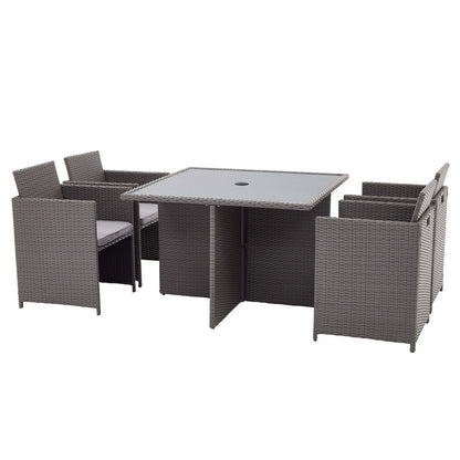 Royalcraft Nevada Rattan Garden Patio Dining Set by Royalcraft - 4 Seats Grey Cushions