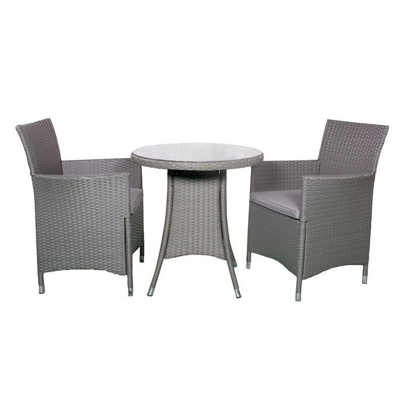 Royalcraft Nevada Rattan Garden Bistro Set by Royalcraft - 2 Seats Grey Cushions