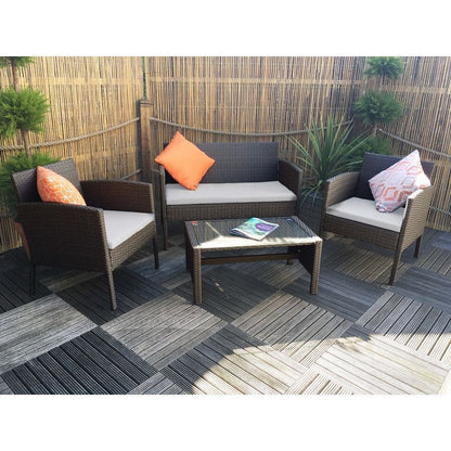 Royalcraft Nevada Rattan Garden Patio Dining Set by Royalcraft - 2 Seats Grey Cushions