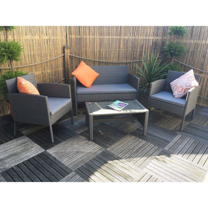 Royalcraft Nevada Rattan Garden Patio Dining Set by Royalcraft - 2 Seats Grey Cushions