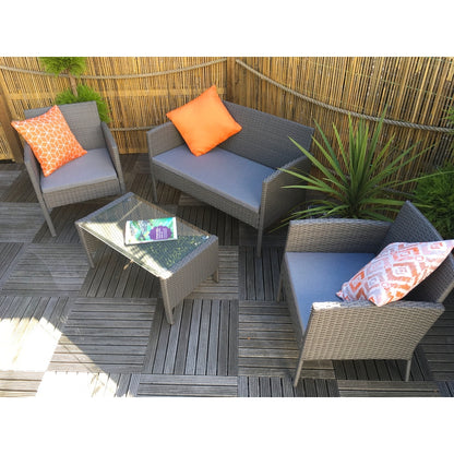 Royalcraft Nevada Rattan Garden Patio Dining Set by Royalcraft - 2 Seats Grey Cushions