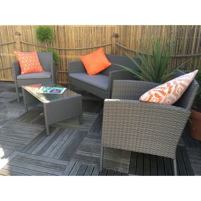 Royalcraft Nevada Rattan Garden Patio Dining Set by Royalcraft - 2 Seats Grey Cushions