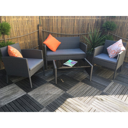 Royalcraft Nevada Rattan Garden Patio Dining Set by Royalcraft - 2 Seats Grey Cushions