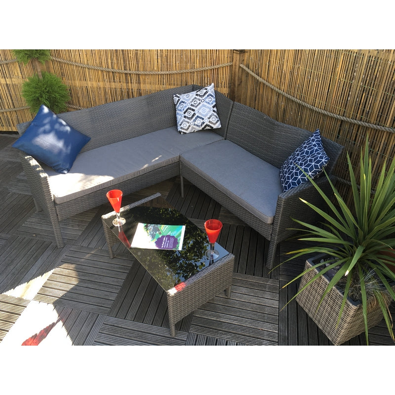 Royalcraft Nevada Rattan Garden Corner Sofa by Royalcraft - 5 Seats Grey Cushions