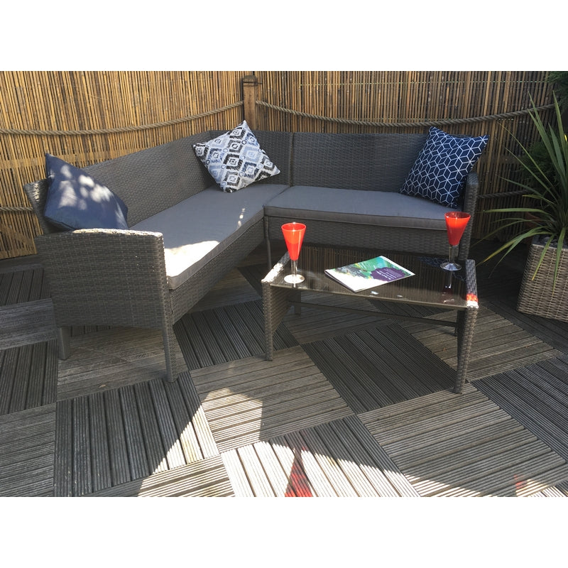 Royalcraft Nevada Rattan Garden Corner Sofa by Royalcraft - 5 Seats Grey Cushions