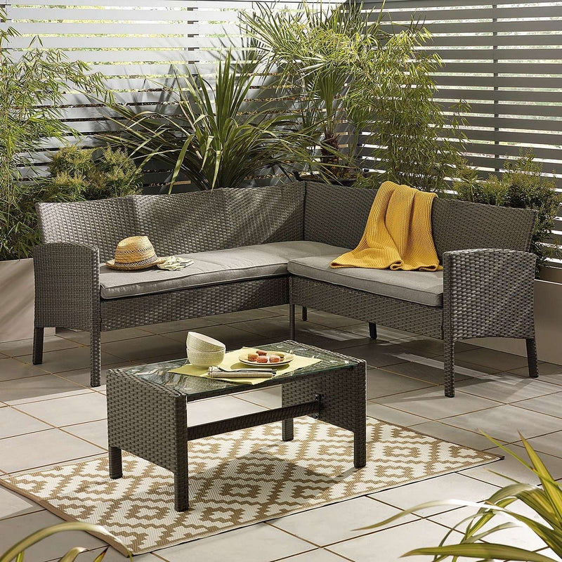 Royalcraft Nevada Rattan Garden Corner Sofa by Royalcraft - 5 Seats Grey Cushions