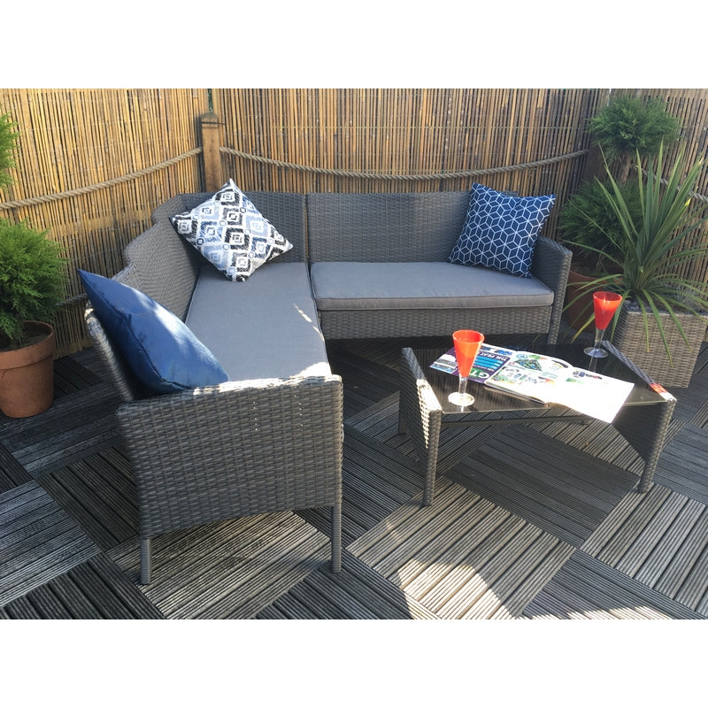 Royalcraft Nevada Rattan Garden Corner Sofa by Royalcraft - 5 Seats Grey Cushions