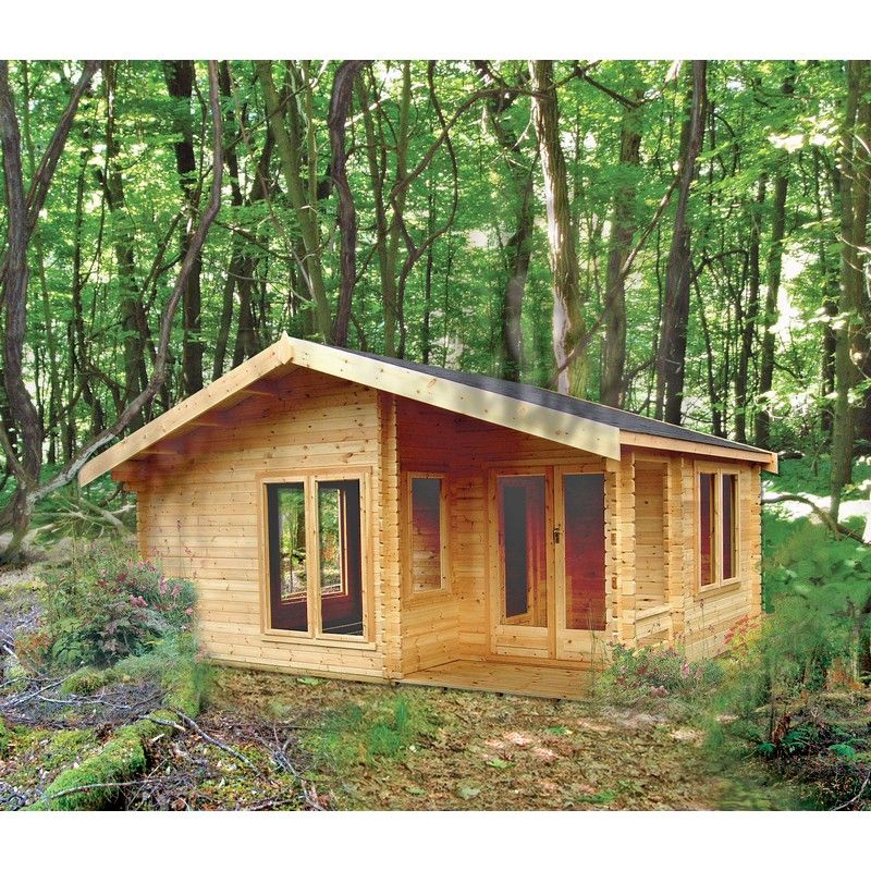 Shire Shire New Forest 19' 4" x 12' 7" Apex Log Cabin - Premium 70mm Cladding Tongue & Groove