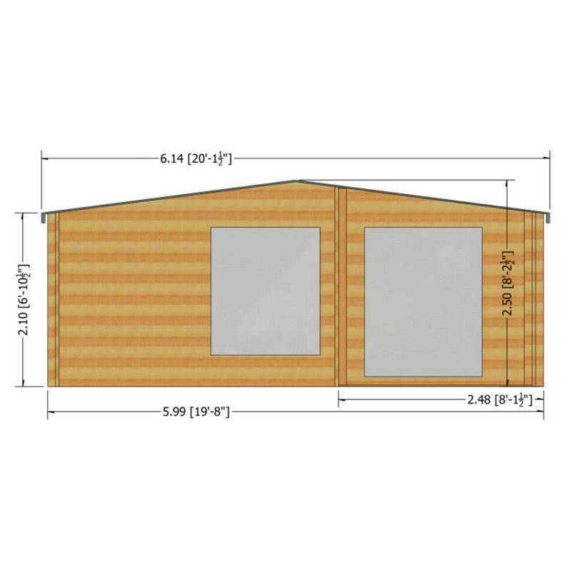 Shire Shire New Forest 19' 4" x 12' 7" Apex Log Cabin - Premium 70mm Cladding Tongue & Groove