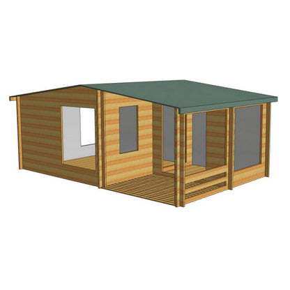 Shire Shire New Forest 19' 4" x 12' 7" Apex Log Cabin - Premium 70mm Cladding Tongue & Groove