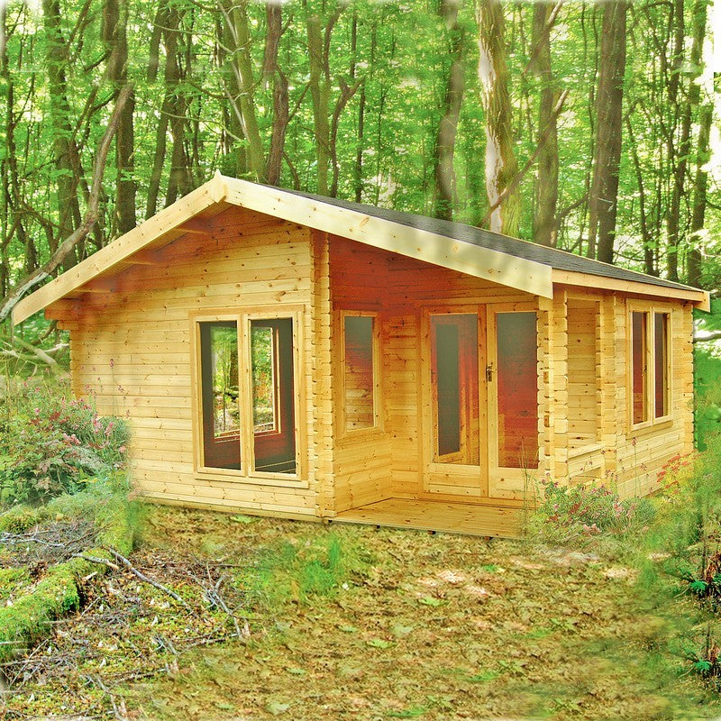 Shire Shire New Forest 19' 7" x 12' 9" Apex Log Cabin - Premium 44mm Cladding Tongue & Groove