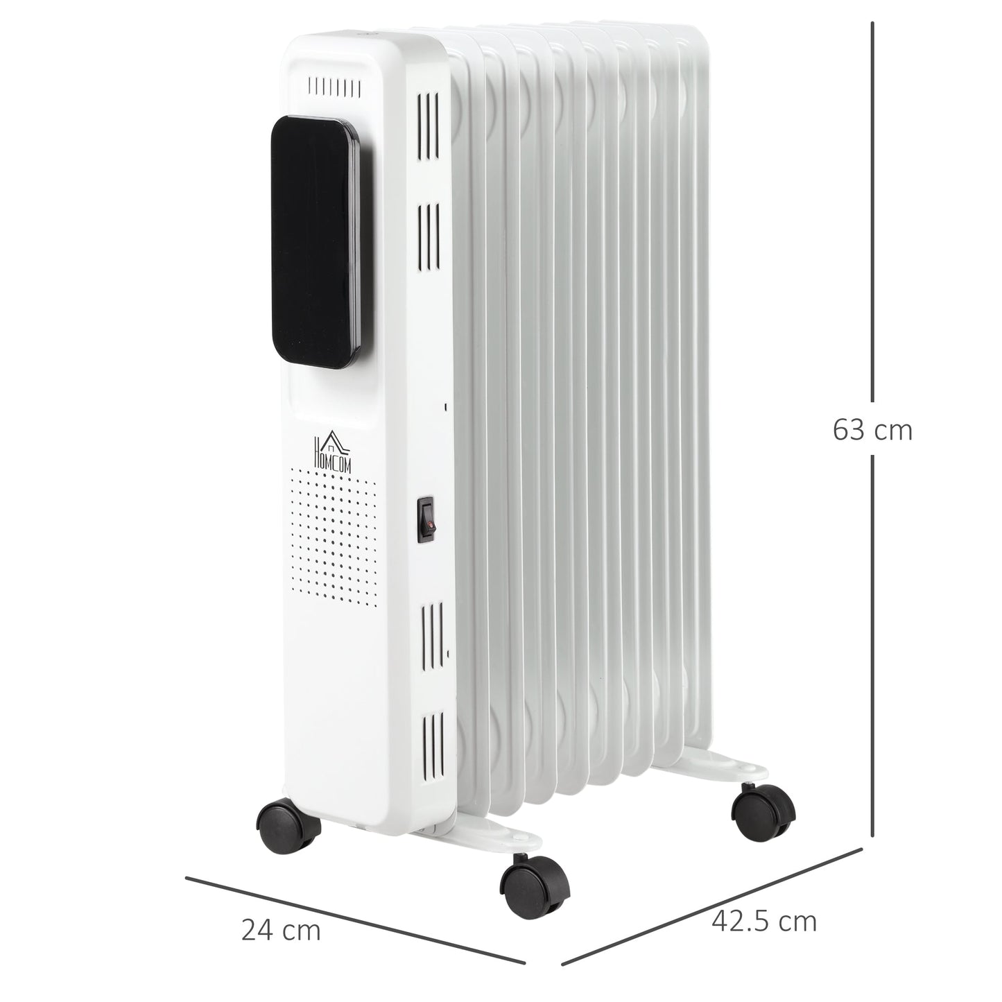 2180W 9 Fin Adjustable Oil Filled Radiator With Timer White