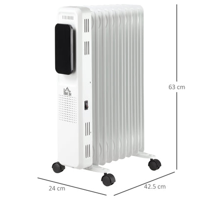 2180W 9 Fin Adjustable Oil Filled Radiator With Timer White