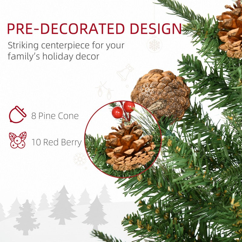 Homcom 2x 3ft Berries & Cones Christmas Tree Artificial - Ornament 110 Tips