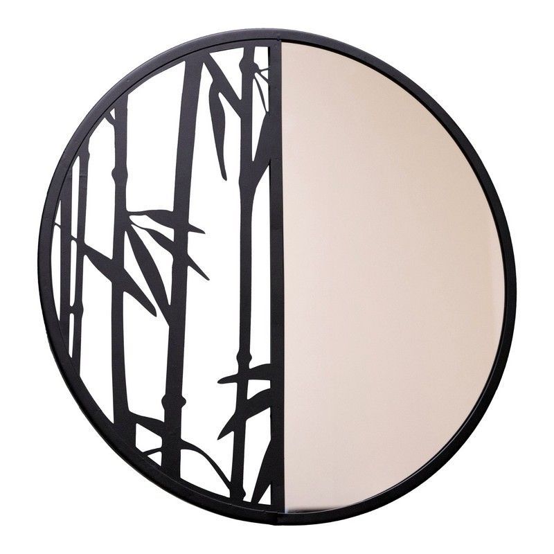 Geko Bamboo Wall Mirror Metal Black 40cm