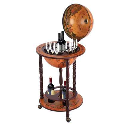 Globe Wine Trolley W/ 3 Wheels-Dark Red