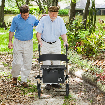 Folding Rollator with Cane Holder