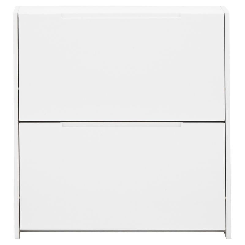 GFW Narrow Shoe Storage White 2 Doors 2 Shelves