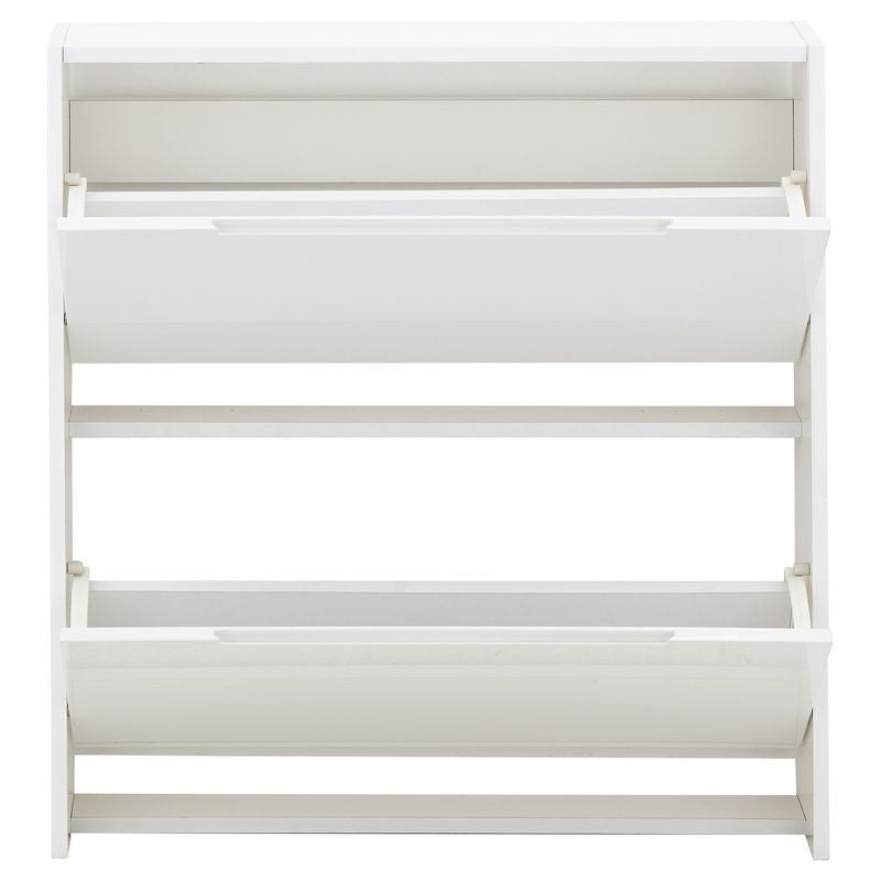 GFW Narrow Shoe Storage White 2 Doors 2 Shelves