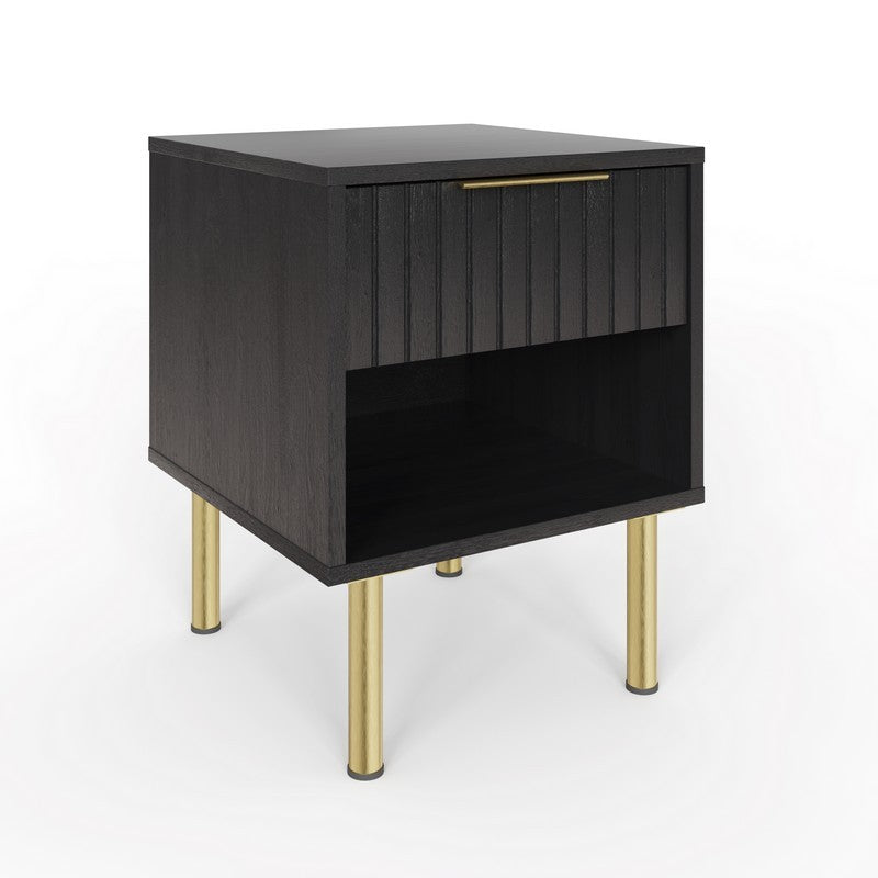 Nervata Side Table Black 1 Shelf 1 Drawer