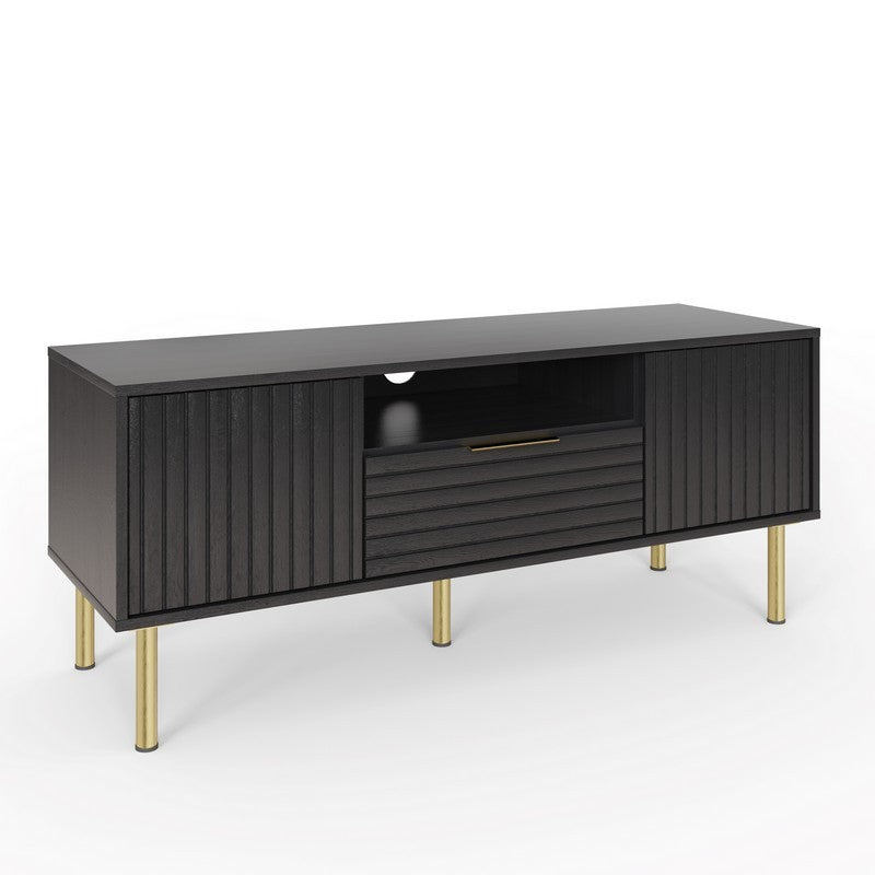 Nervata TV Unit Black 1 Shelf 1 Drawer 2 Doors