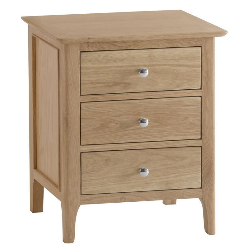 Anglian Furniture Bayview Bedside Oak 3 Drawers Extra Large