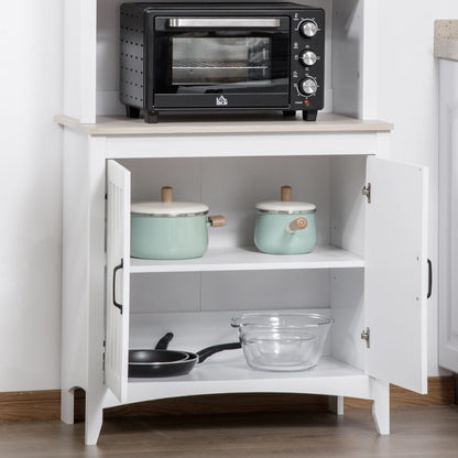 Tall Kitchen Cupboard with 3 Open Shelves and Double Door Cabinet