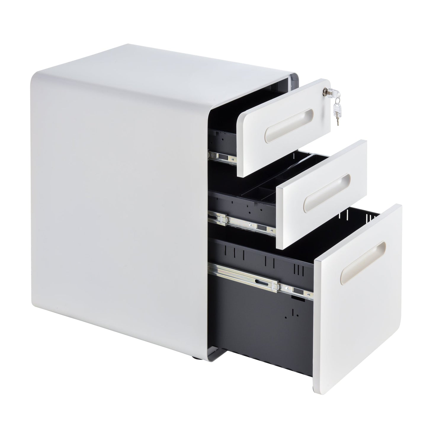 Vinsetto Fully Assembled 3-Drawer Mobile File Cabinet Lockable All-Metal Rolling Vertical File Cabinet White