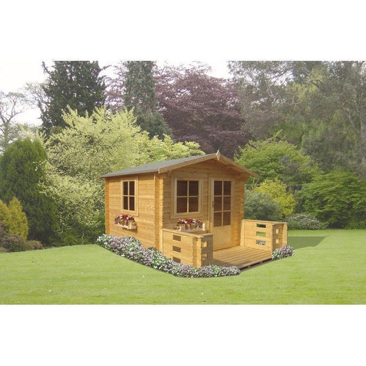 Shire Shire Norwood 7' 10" x 11' 9" Apex Log Cabin - Premium 34mm Cladding Tongue & Groove