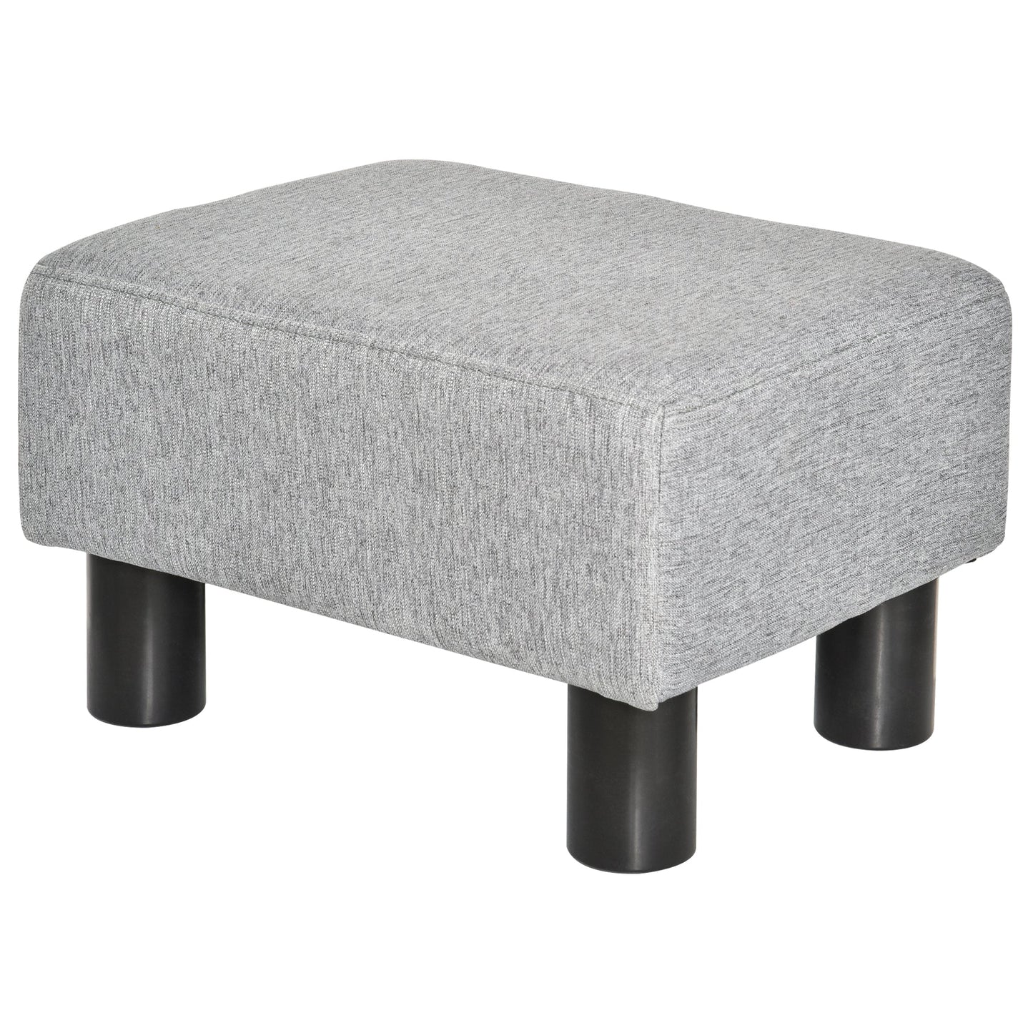 Linen Fabric Footstool Footrest Small Seat Foot Rest Chair Ottoman Light Home Office with Legs 40 x 30 x 24cm Grey